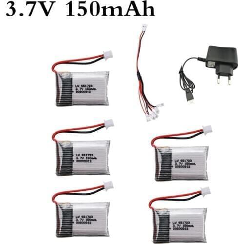 3.7v 150mAh Lipo Battery For H20 U839 S8 M67 RC Quadcopter Spare parts 3.7v 651723 Battery 1.25mm Plug and USB Charger Set