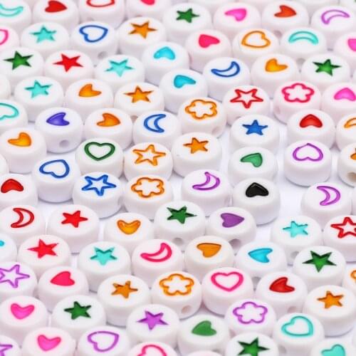 7mm Mixed Flower Moon Star Heart Acrylic Spacer Beads For Jewelry Making Diy Handmade Charms Bracelet Necklace Accessories