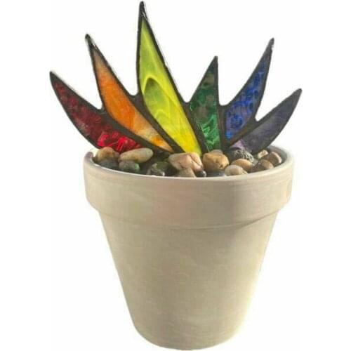 Acrylic Stained Mini Agave Potted Plant Flower Pot Multi-color Home Garden Decoration Glass Miniature Planter