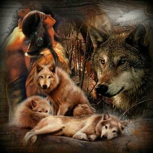 Diamond Painting "Indian wolf" Cross Stitch Custom Photo Diamond Embroidery Square Round Drill Home Decor