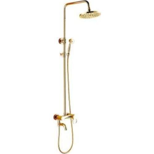 Antique rainfall shower faucet set mixer tap, Gold plated bath shower faucet wall mounted, Bathroom Brass shower faucet valves