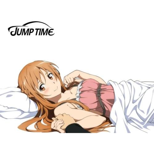 JumpTime 13cm x 6.1cm Car Styling Sexy Anmie Girl Graphic Sword Art Online - Yuuki Asuna JDM Vinyl Trunk Decal Car Stickers