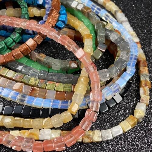 65Pcs Natural Stone Beads For Jewelry Making Square Semi-precious Loose Beads DIY Necklace Bracelet Handiwork Accessory