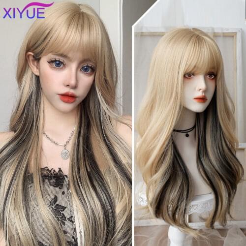 XIYUE Straight Bob Wig Peruvian Hair Mid-Length Hair Wigs For Women Black Bark Brown Natural Color Wigs With Bangs Wig