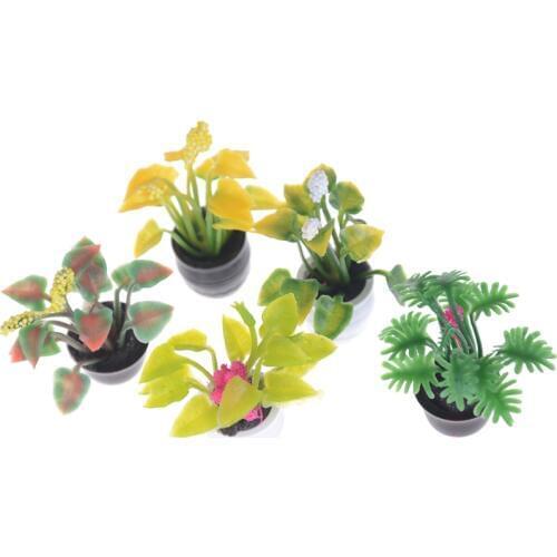 Potted Plant Flowers Pot Doll House Decor Furniture Craft 1:12 Scale Dollhouse Miniature Fairy Garden Ornament