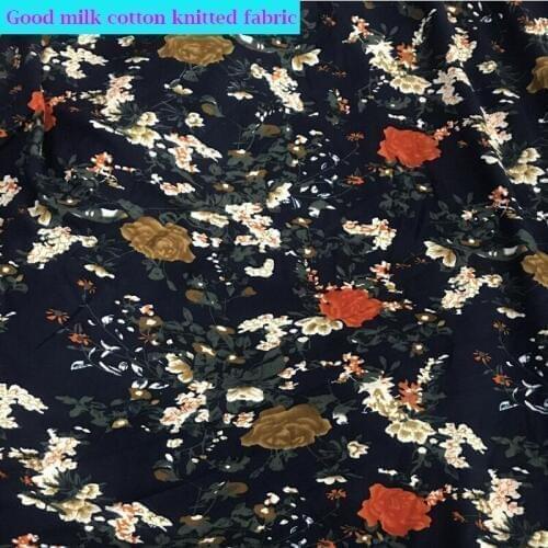 Good Flower Print Fabric 4 Side Stretch Milk Silk Cotton/Spandex knitted Fabric DIY Sewing Women T-Shirt Pants Dress Fabric