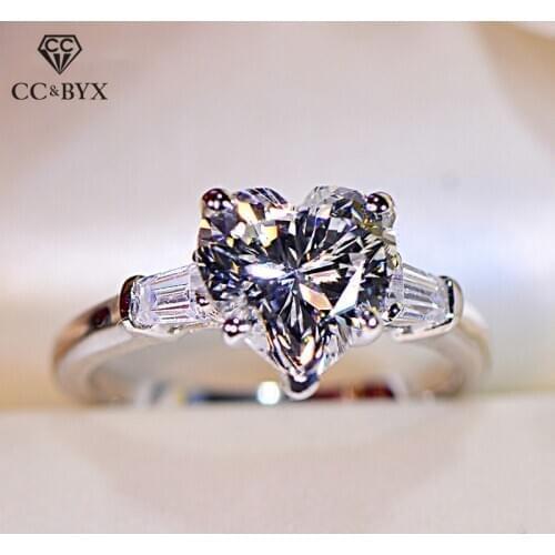 CC Rings For Women 925 Silver Hyperbole Heart Cubic Zirconia Ring Wedding Bridal Jewelry Charms Accessorirs Drop Shipping CC744
