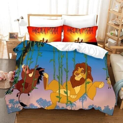 Bedding set the lion king size duvet covers for children bedroom decoration queen 3 pcs birthday presents home textile promotion