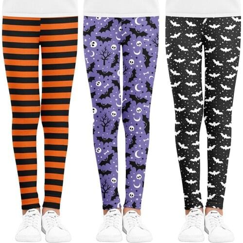Girls Leggings Spring Summer Cartoon Bat Pumpkin Print Skinny Pants Girls Pencil Pants Kids Trousers Children Halloween Clothes
