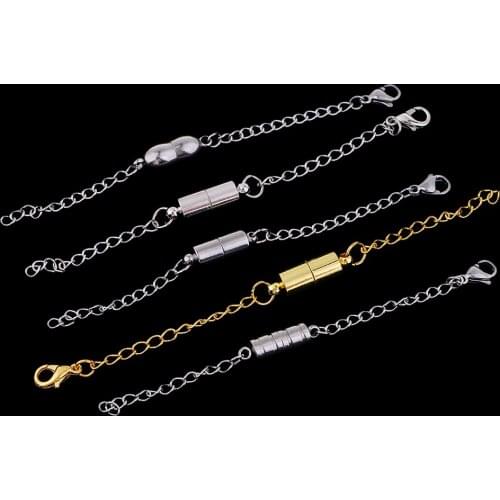 5PC Gold Silver Plated Magnetic Clasps Necklace Chain Extender Lobster Clasp