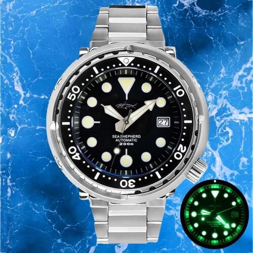 HEIMDALLR Tuna Watch Men Japan NH35A Movement Stainless Steel Case 47mm Dial Sapphire 20ATM Mechanical Wristwatch Dive Automatic