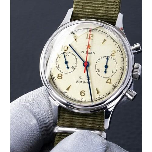 Pilot 1963 Watch 38mm 40mm Dial ST1901 Movement Blue Baby Stone Acrylic Watches Men Mirror Sport Air Force Chronograph Watches