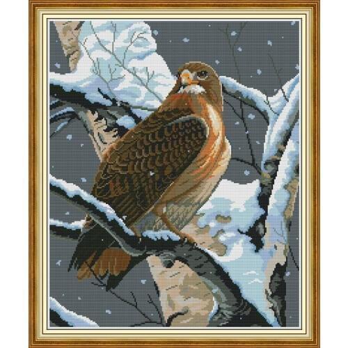 NKF Eagle In The Snow Cross Stitch Kits 11CT 14CT Chinese Embroidery Needlework Set Cross Stitch Pattern for Home Decor