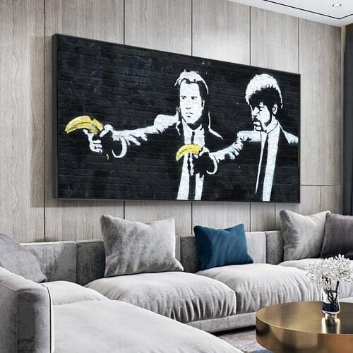 Wall Art Canvas Print Graffiti Painting Figure Picture Banksy Pulp FIction For Living Room Home Decor Poster No Frame
