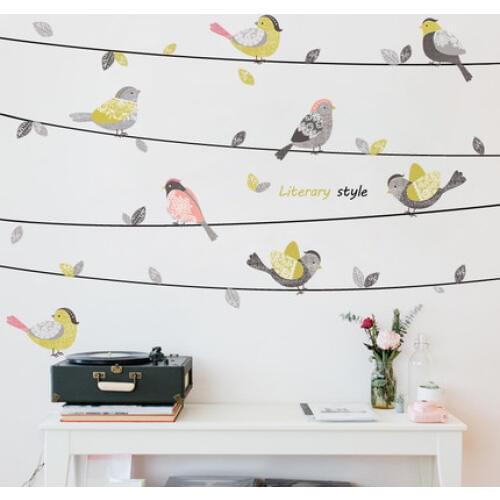 Wall Sticker Nordic Countryside Literary And Artistic Handpainted Bird Wall Pictures For Living Room Sofa Background Wall Decals