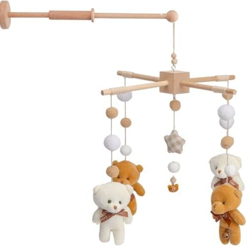 2021 New Wall Round Bed Bell Bracket Wooden Assembly Rattles Hanging Toys Holder Bracket Baby Toys Accessories for 0-12 Months