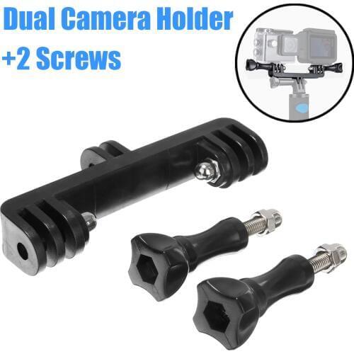 New Double Dual Bracket Tripod Holder Professional Sport Camera Handle with Screw Mount Adapter for Gopro Hero 6/5/4/3+/3/2/1