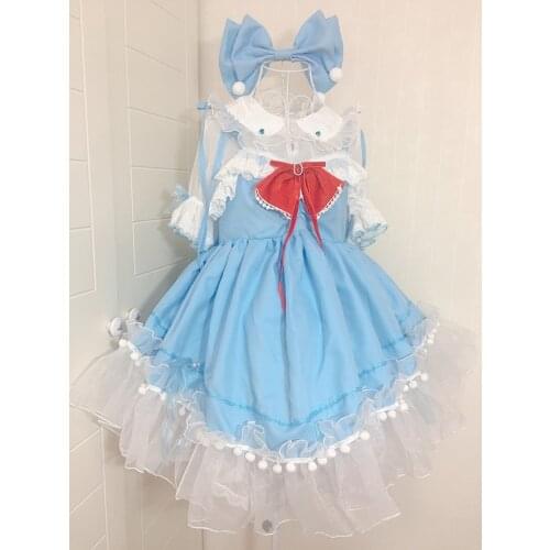 New Anime TouHou Project Cirno Cosplay Costume Elf Cirno Fancy Dress Cute Lolita Dress Outfit Halloween Costumes for Women