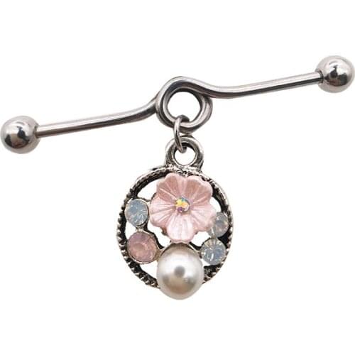 New arrival scaffold barbells 1 Pair surgical Stainless Steel big cross dangle industrial barbell piercing