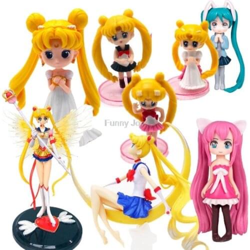 New Kawaii Cartoon Anime Super Dolls PVC Action Figure Wings Cake Decoration Collection Model Girl Toy