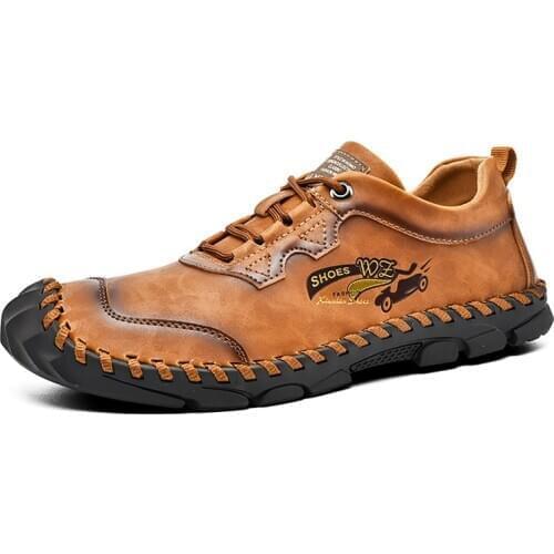 Plus Size 46 Casual shoes Men Loafers Handmade Split Leather Shoes Men Flat shoes zapatos hombre Comfortable Driving shoes male