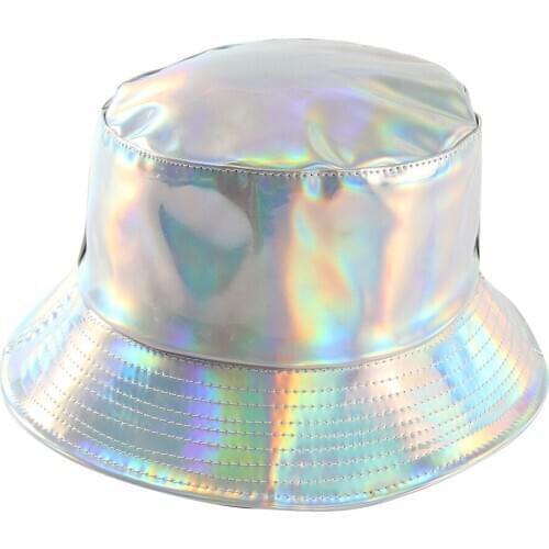 Hats bucket-hat fisherman-hat double-sided hip-hop rainbow discolor stage perfermance