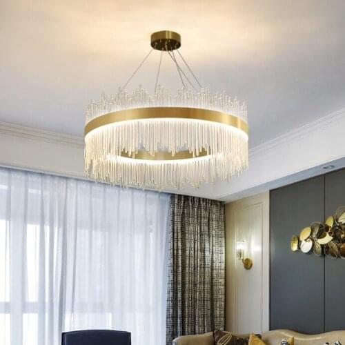 Modern Crystal Chandeliers LED Light European Round Chandelier Lights Fixture Lobby Living Room Bedroom Home Indoor Lighting