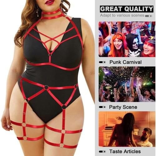 Body Harness Lingerie Plus Size Plump Womens Underwear Sexy lingerie Goth Belt Stockings Garter Bdsm Necklace Harness Fashion