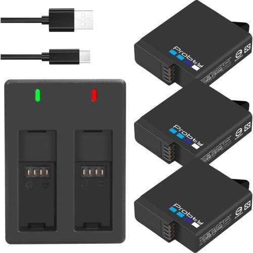 Probty for GoPro 7 1680mAh AHDBT-501 Battery with USB Charger for GoPro Hero 7 6 5 Black Sports Go Pro 7 Action Camera Accessor