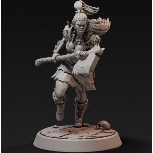 75mm 56mm Resin Model Orc Female Warrior Figure Unpainted RW-009