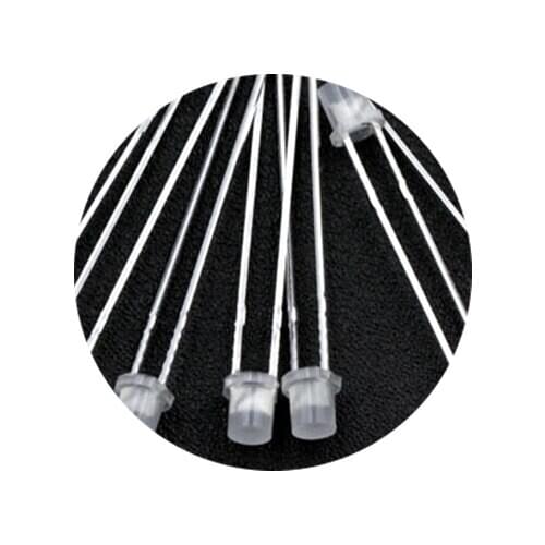 100Pcs 3mm Flat Head Diffused Through Hole High Brightness LED Diode Beads, Green/Red/Yellow/Blue/White