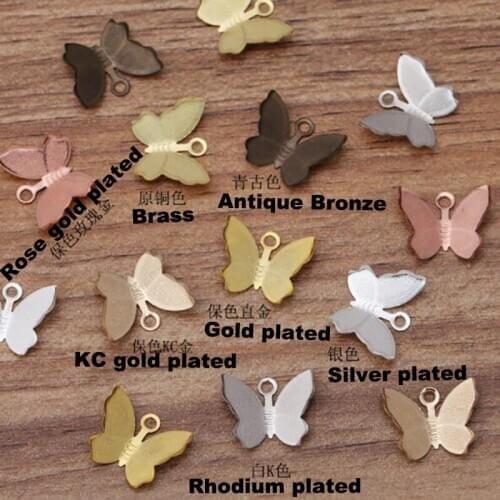 1000pcs 11x13mm butterfly piece filigree flower wraps connector pendant charms Hair Bunting Shaking Head Ornaments FCN-012