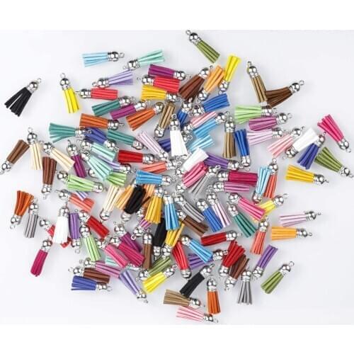 120 Pieces Keychain Tassels Bulk Multicolored Faux Leather Tassel Pendants for DIY Keychain Handmade Craft 30 Colors