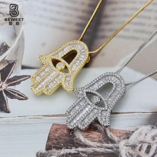 2021 European and American personality fashion bracelet Fatima bracelet pendant jewelry female inlaid zirconium copper plating n