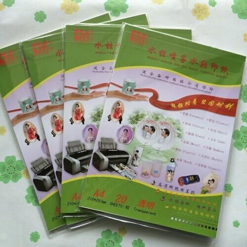 40 pieces/lot) A4 glass water transfer paper inkjet transparent/clear color decal paper water transfer slider paper
