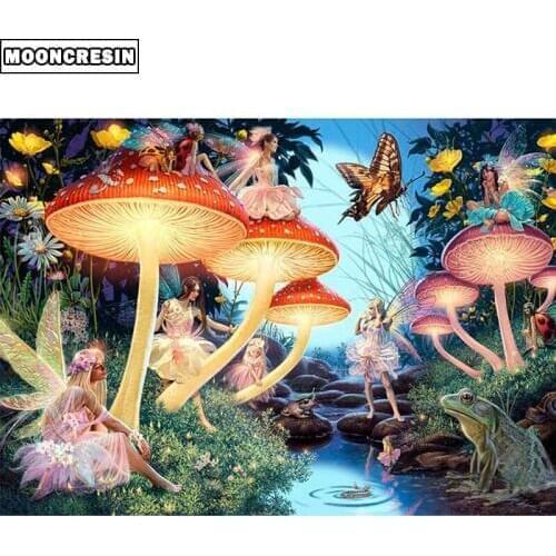 5D Diy Diamond Painting Elves and Mushrooms Diamond Mosaic Picture Of Rhinestones Cartoon Diamond Embroidery Cross Stitch Decor