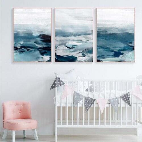 Abstract Ocean Landscape Wall Art Canvas Painting Minimalist Nordic print Decorative Picture for Living Room Home Decor