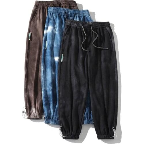 Personality Tie Dye Sport Casual Pants For Men Spring Autumn Trendy Y2k Style Streetwear Hip Hop Couple Friend Tie Feet Trousers