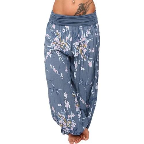 Summer Fashion Women Bohemian Floral Print Long Pants Mid Waist Vintage Harem Pants Elastic Skin-friendly Trousers Plus Size2021