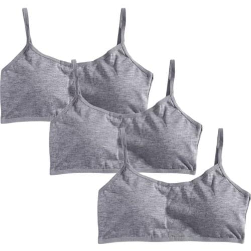 3pcs/Lot Young Girls Solid Soft Cotton Bra Puberty Teenage Breathable Underwear