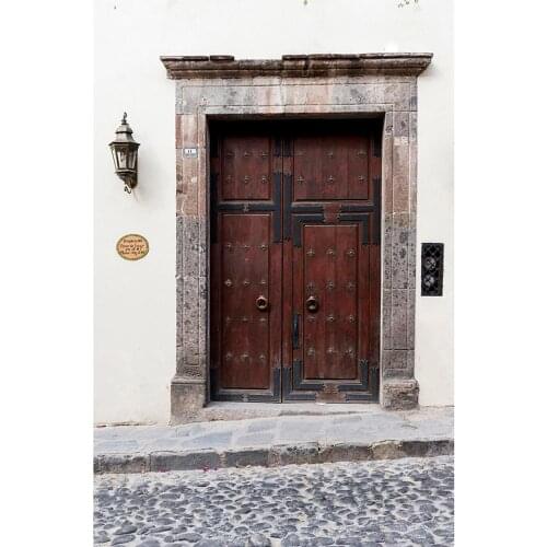 Cement Wall Wooden Door Stones Road Photographic Background Vinyl Backdrop Photo Studio for Portrait Children Baby Photophone