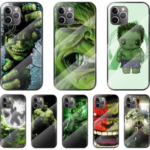 Marvel Hulk For Apple iPhone 12 11 8 7 6 6S XS XR SE X 2020 Pro Max Mini Plus Tempered Glass Cover Phone Case