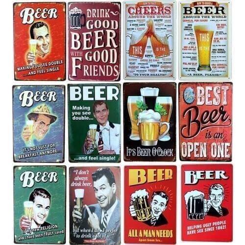 Beer Decor Tin Sign Vintage Plaque Metal Beer Poster Decorative Plates Bar Club Wall Decoration 20x30cm