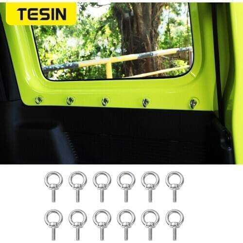 TESIN Interior Moulding Round Hole Screw Decorative Cover for Suzuki Jimny 2019+ Stainless Steel for Suzuki Jimny Car Styling