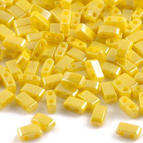 Two Hole Beads Yellow AB Color Czech Glass Acrylic Beads for Needlework Jewelry Making Miyuki Vintage Tila Bracelets Accessories