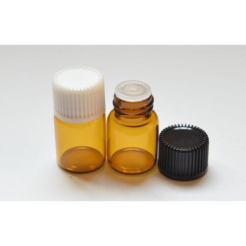 100pcs 1ml Amber Glass Bottle for Refillable Essential Oils Perfume Liquid Small Bottle Deodorant Containers