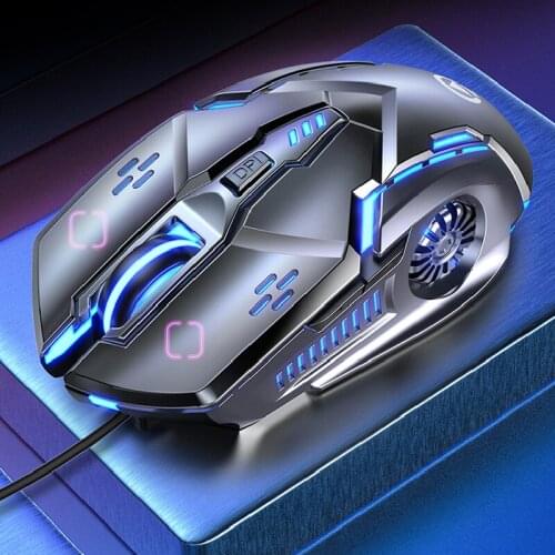 Gaming Mouse USB Wired Silent Gamer Mice 4-Speed 3200 DPI Sound RGB for Computer PC Laptop Office Home Grey Black White Pink