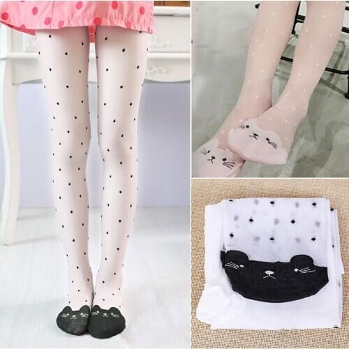 Cute Cat Girl Tights Children Stockings for Girls Kids Baby Pantyhose Cartoon Thin Tight Summer Mesh Baby Girl Stocking Meisje