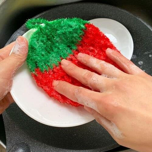 Korea Strawberry Microfiber Dishwashing Towel Acrylic Dishwashing Cloth Cleaning Tool Kitchen Rag Non-stick Oil Brush