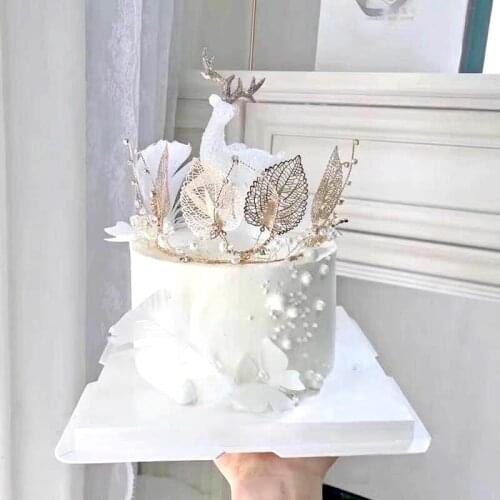 Birthday Crown Cake Decoration Computer Leaf Handmade Headdress Baking Dress Ornaments Crown Accessories in Europe and America